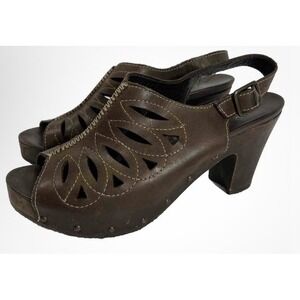 Dansko Sandal Women's Size 40 US 9.5- 10 Rowena Brown Leather Studded Clogs Heel